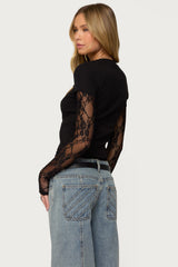 Layered Lace Sleeve T Shirt