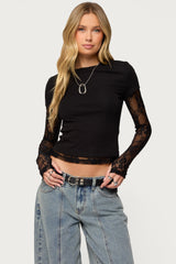 Layered Lace Sleeve T Shirt