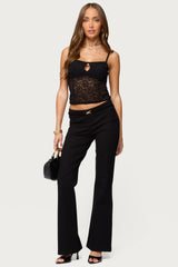 Janice Sheer Lace Keyhole Tank Top