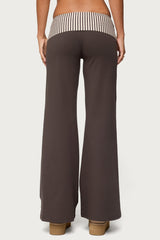 Meshey Striped Fold Over Trousers