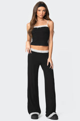 Domino Contrast Lace Trim Trousers