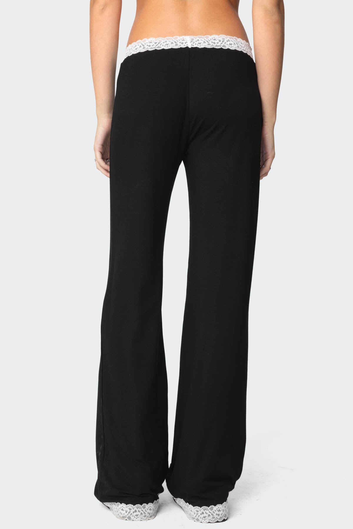 Domino Contrast Lace Trim Trousers