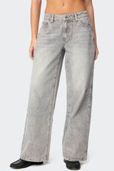 Magda Acid Wash Low Rise Baggy Jeans