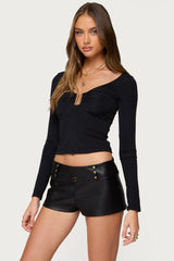 Soria Ruched Cut Out Top