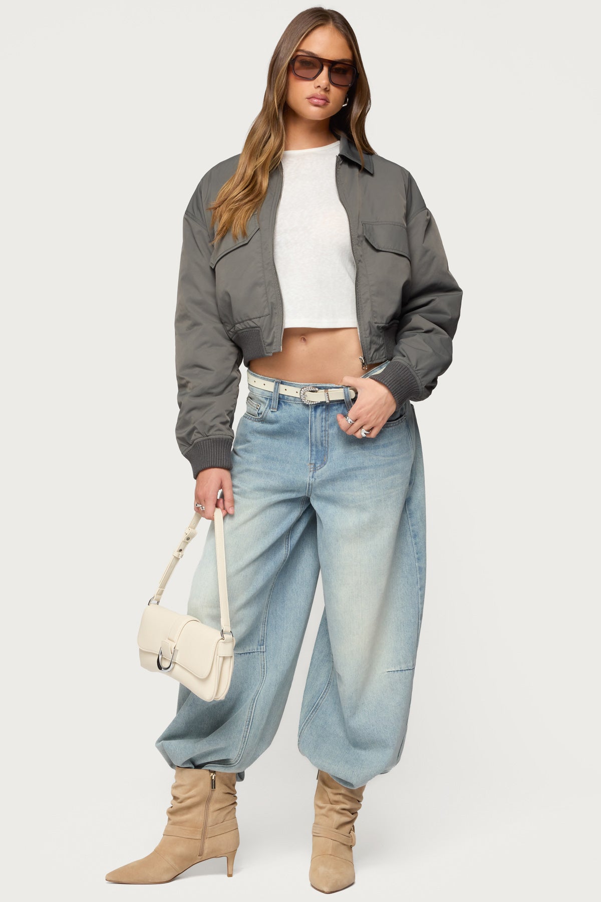 Dolan Ruched Oversized Bomber Jacket