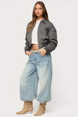 Dolan Ruched Oversized Bomber Jacket