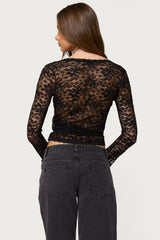 Medora Sheer Lace Wrap Top