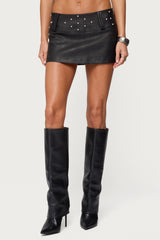 Luella Studded Faux Leather Mini Skort