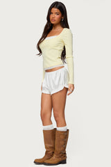 Joana Layered Lacey Henley Top