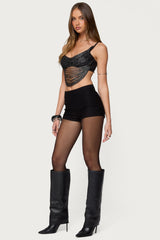 Ora Metallic Fringed Bra Top