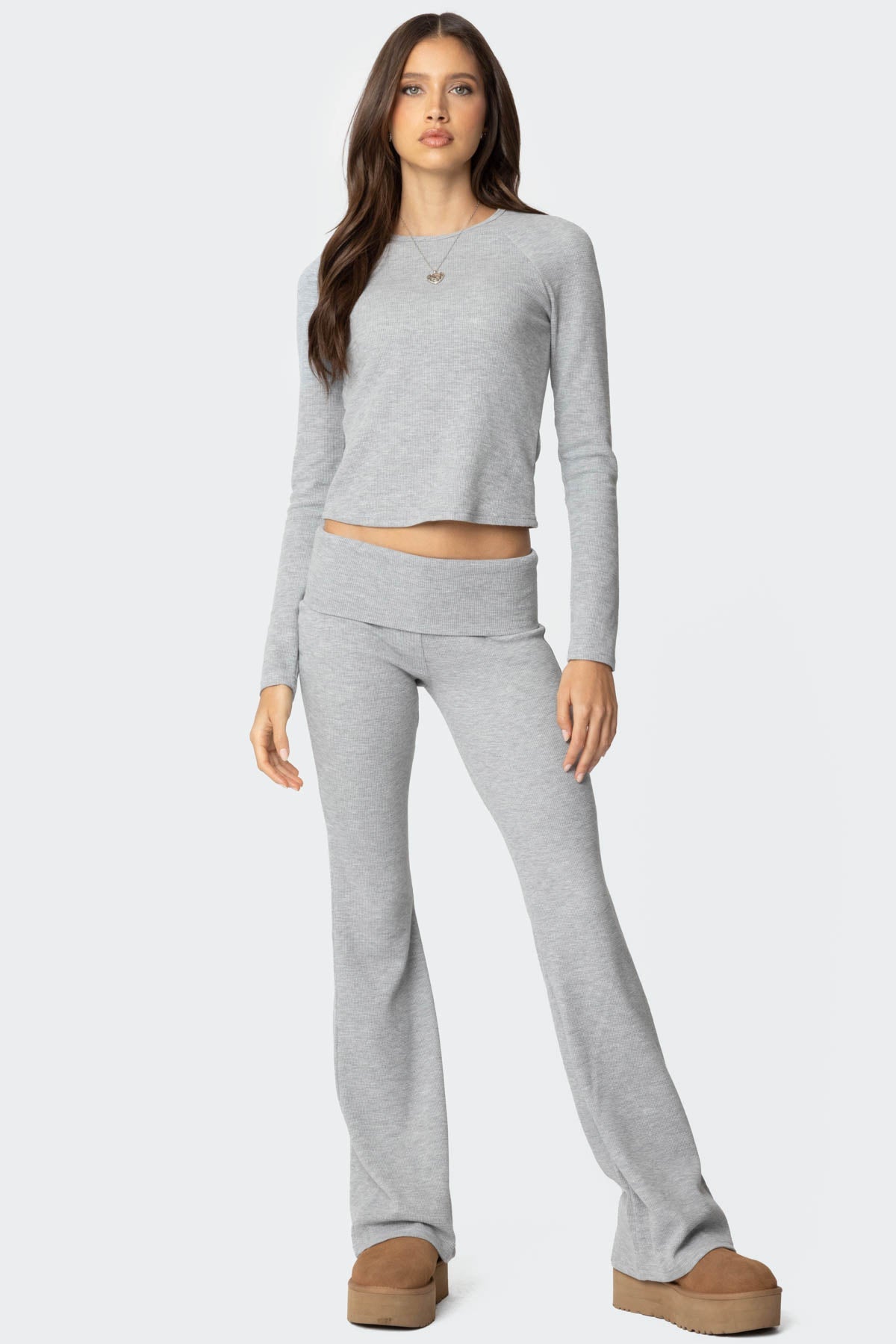 Sab Fold Over Waffle Knit Trousers