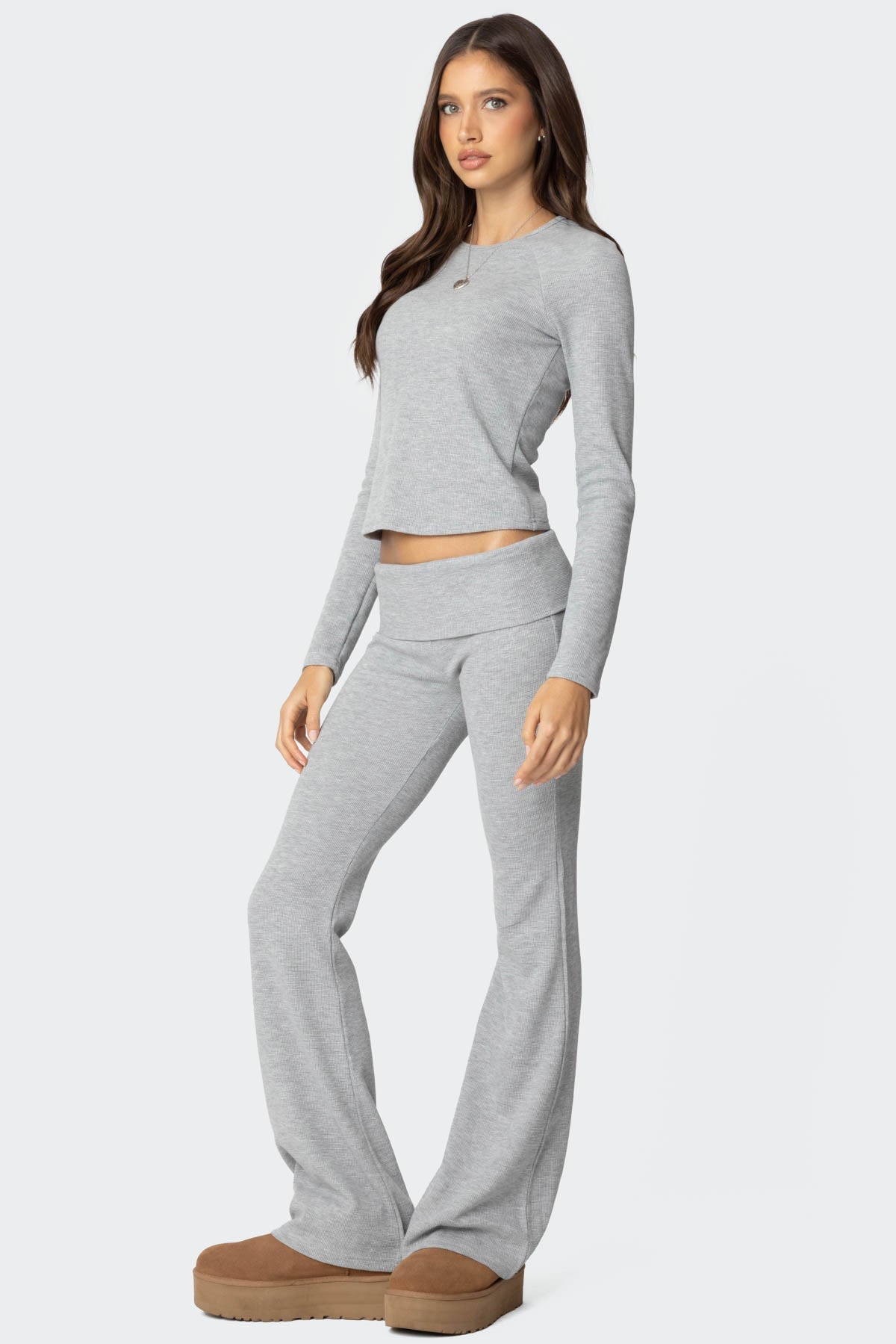 Sab Fold Over Waffle Knit Trousers