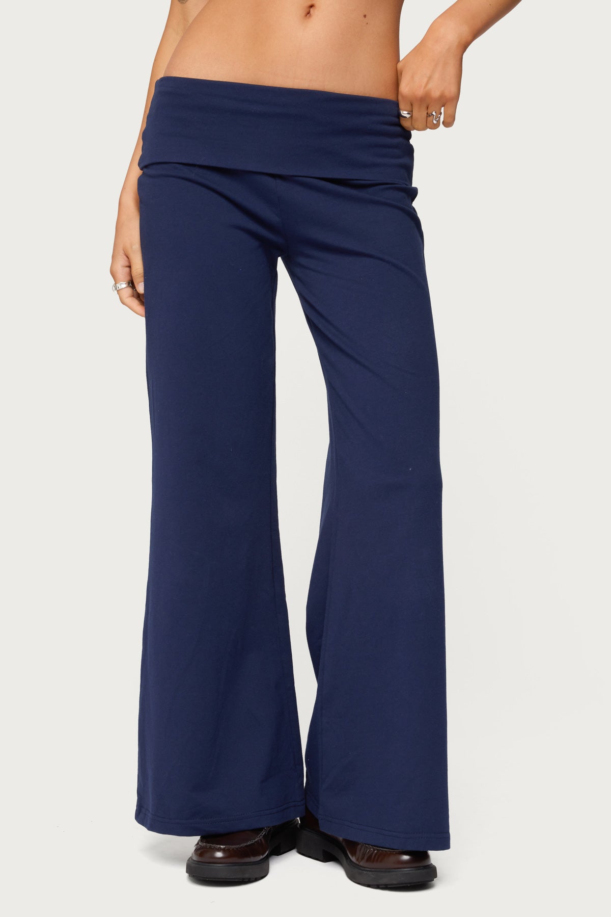 Petite Wide Leg Fold Over Trousers