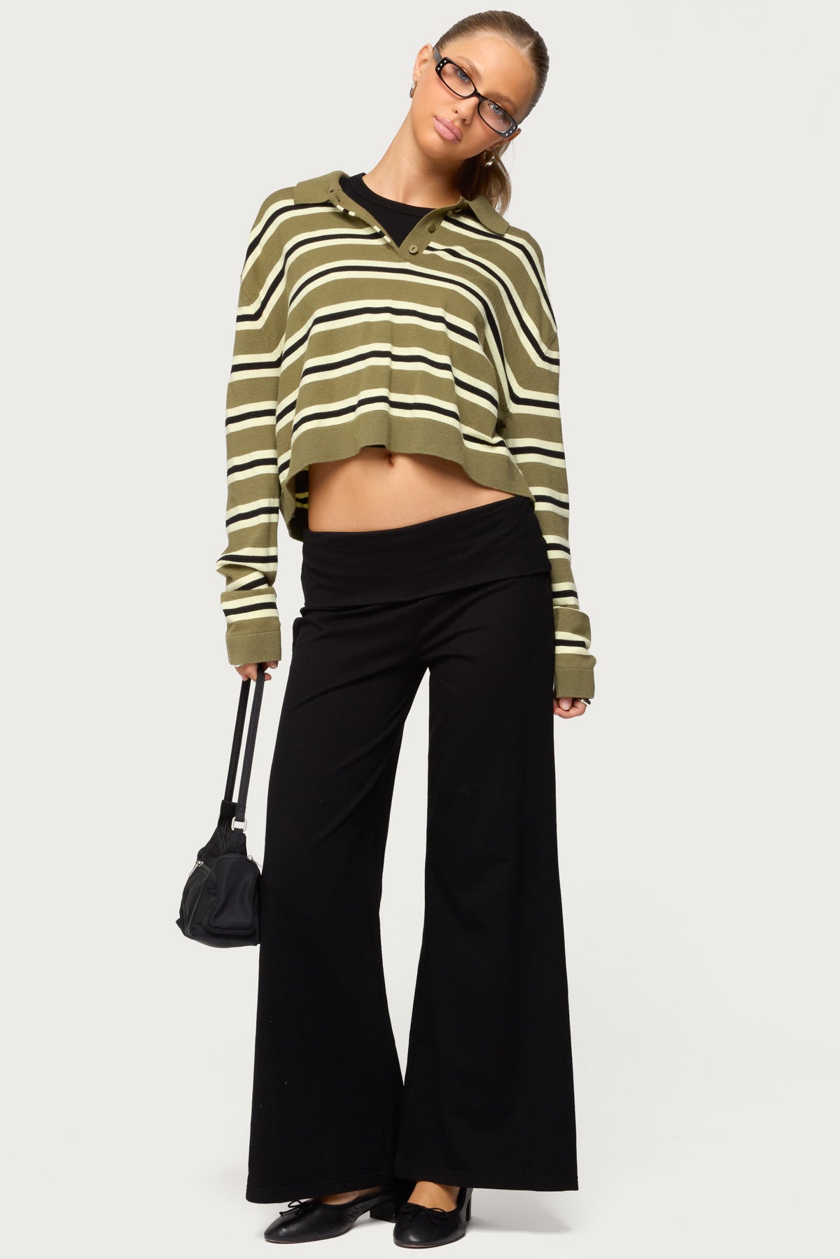 Petite Wide Leg Fold Over Trousers