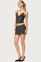 Jenny Beaded Mesh Mini Skirt