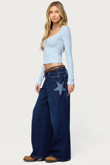 Trish Stars Low Rise Baggy Jeans