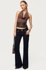 Buckle Cowl Neck Backless Top