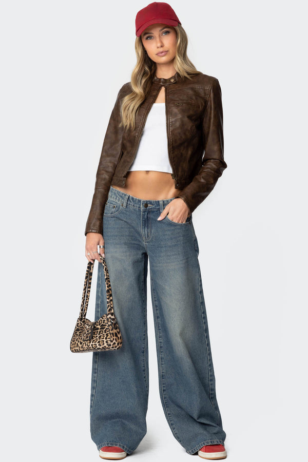 Teddi Washed Faux Leather Jacket view 2