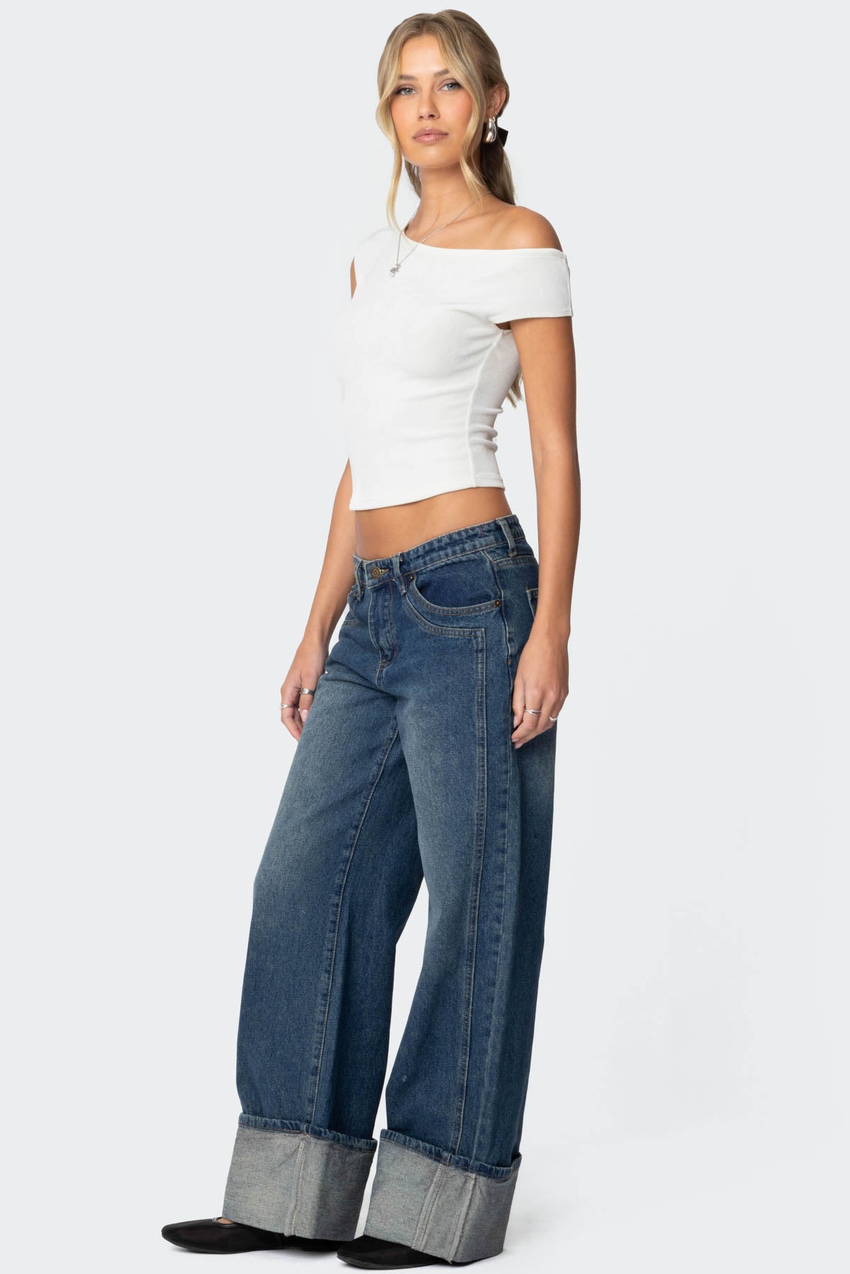 Vesper Cuffed Low Rise Baggy Jeans