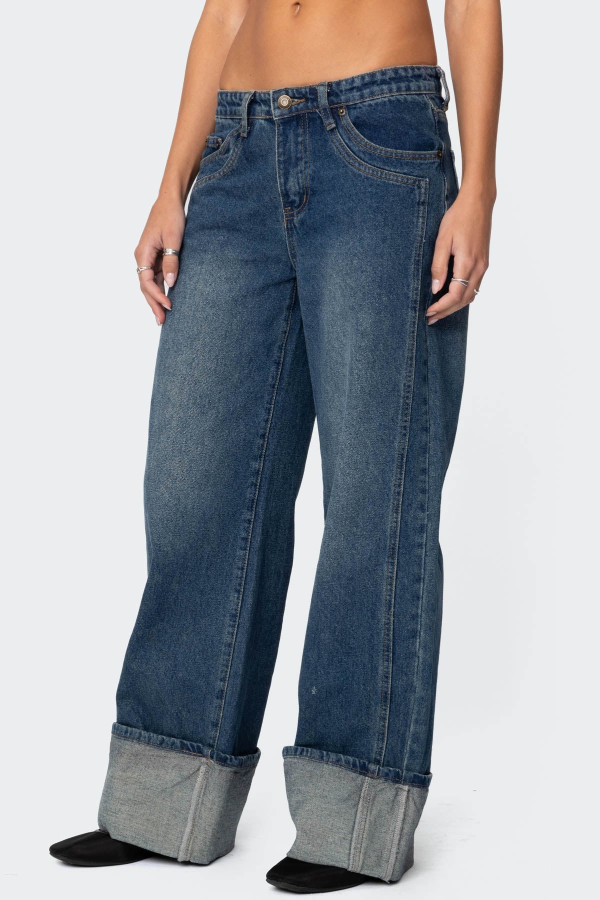 Vesper Cuffed Low Rise Baggy Jeans
