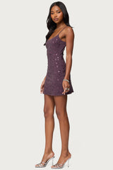 Stefanie Rhinestone Backless Mini Dress