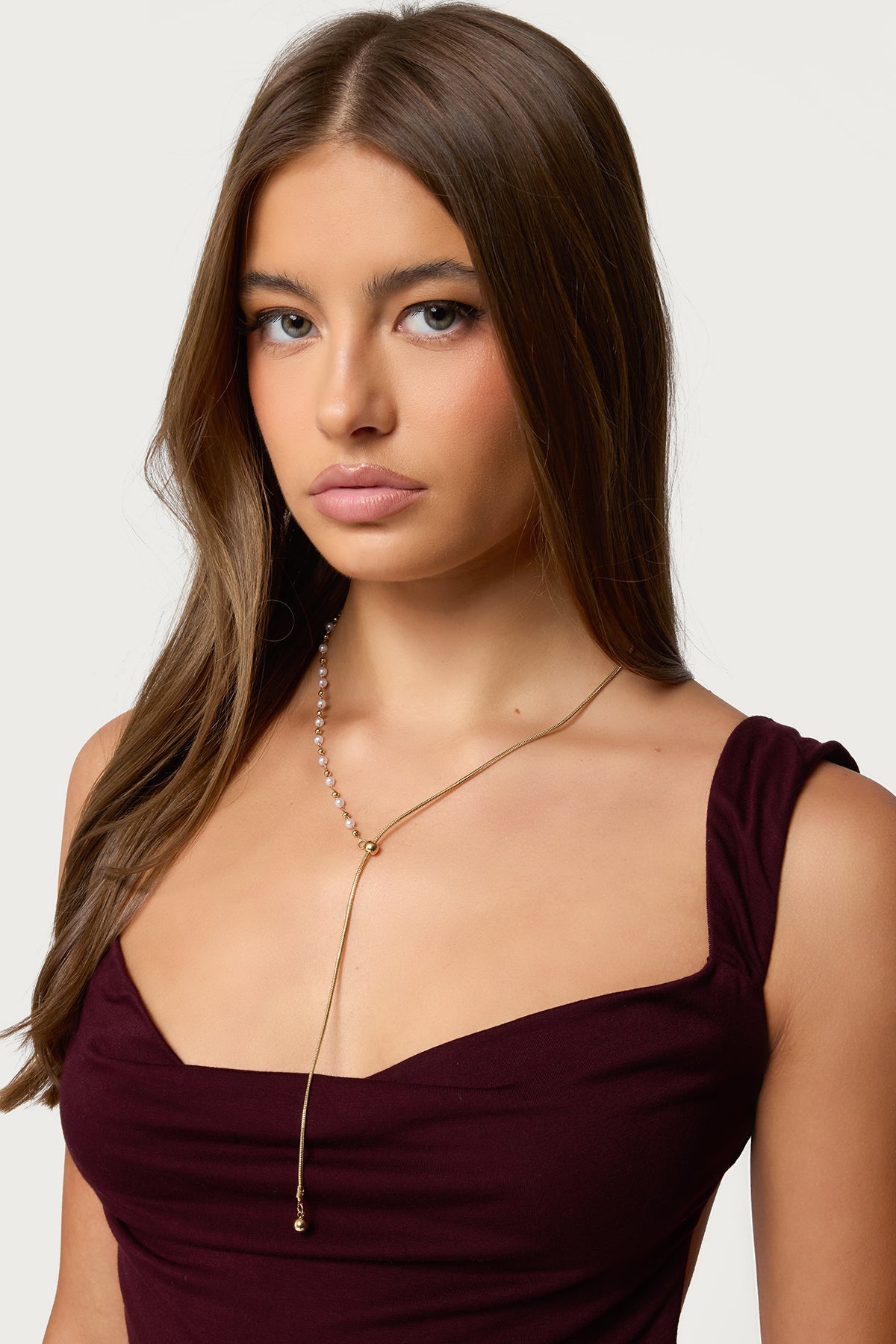 Pearl Beaded Cascading Chain Necklace