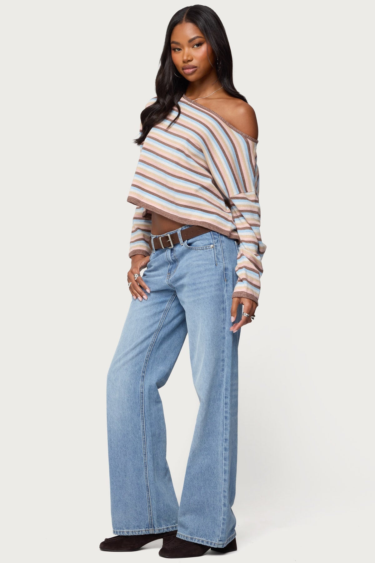 Alexis Off Shoulder Striped Knit Top