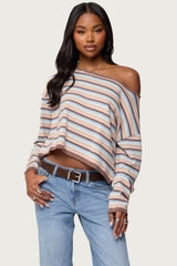 Alexis Off Shoulder Striped Knit Top
