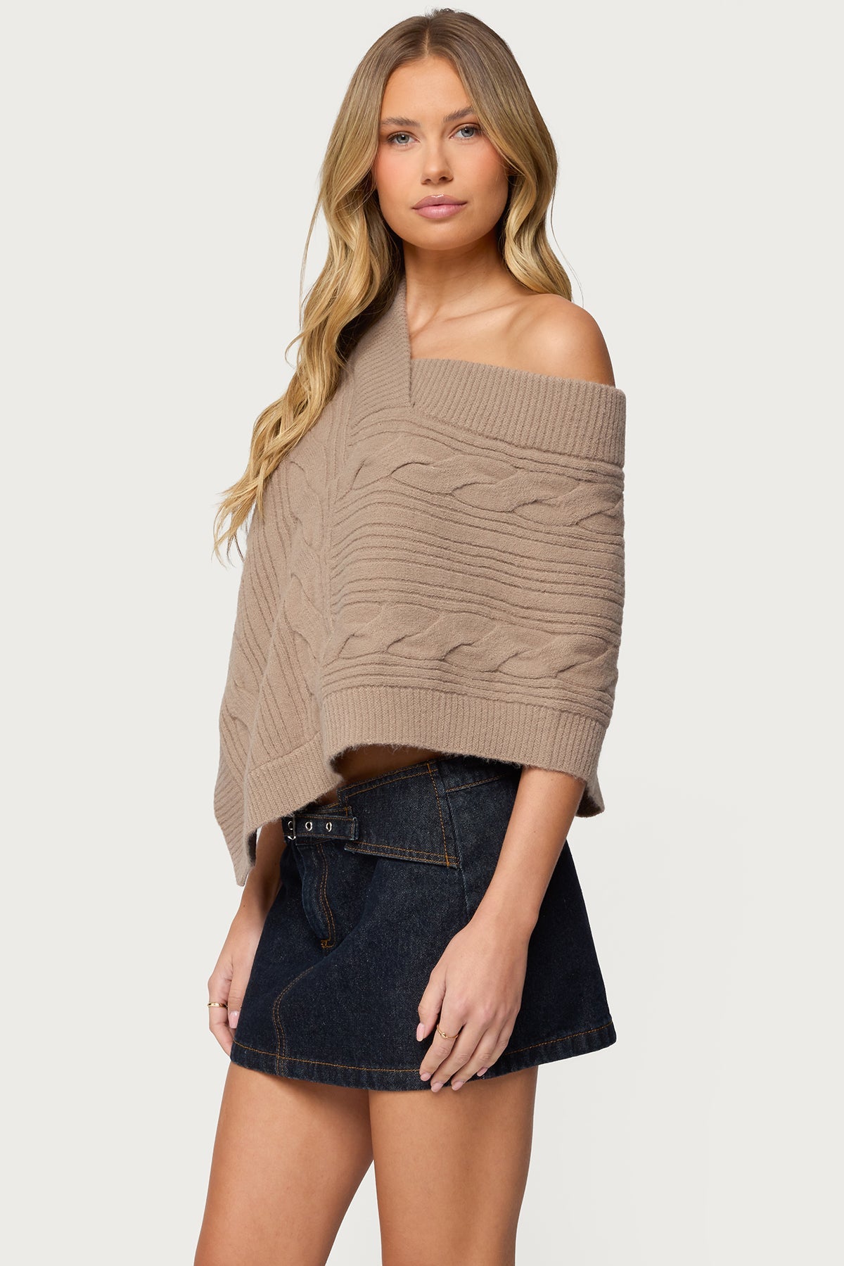 Vickey Cable Knit Poncho