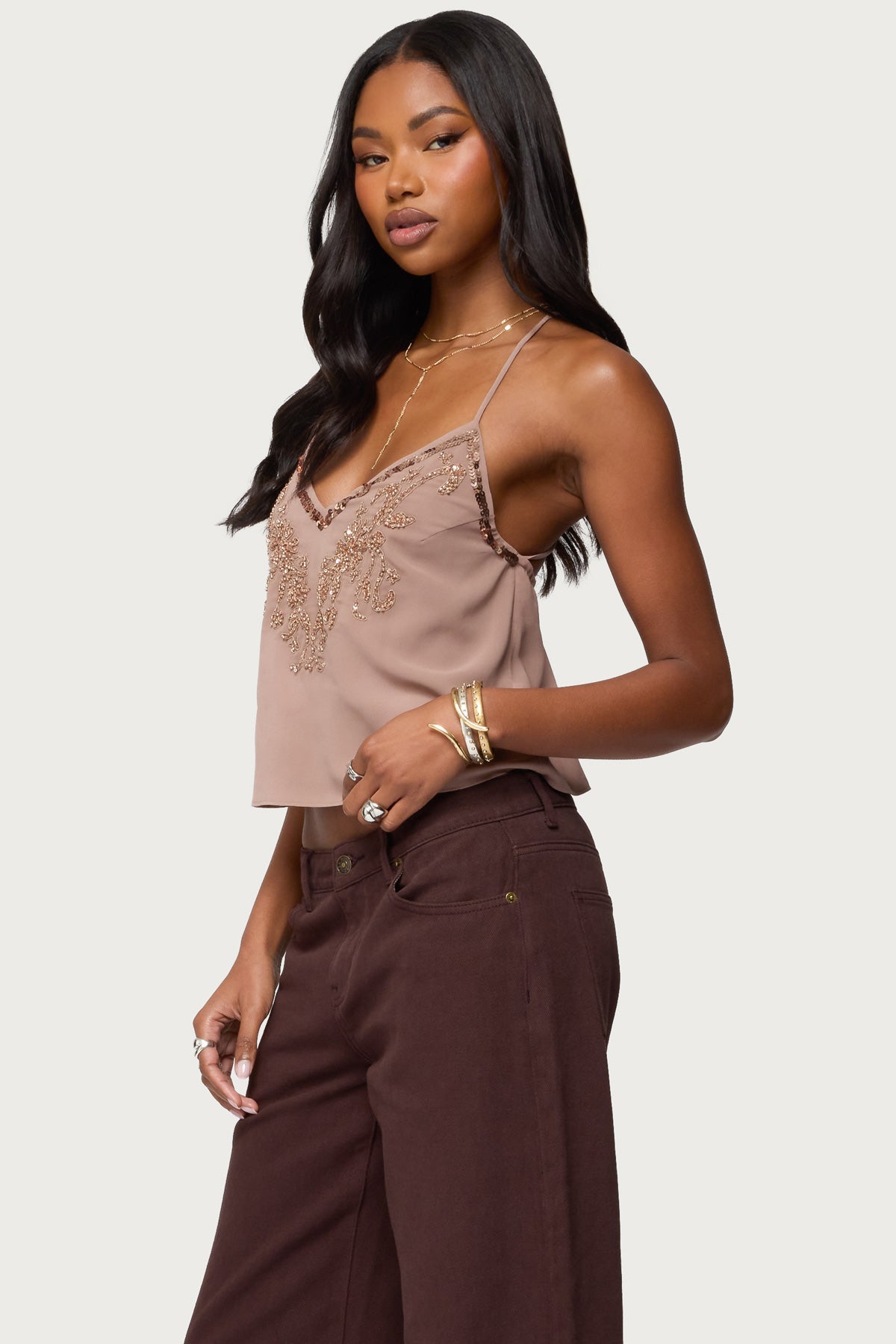 Sorina Embellished V Neck Top