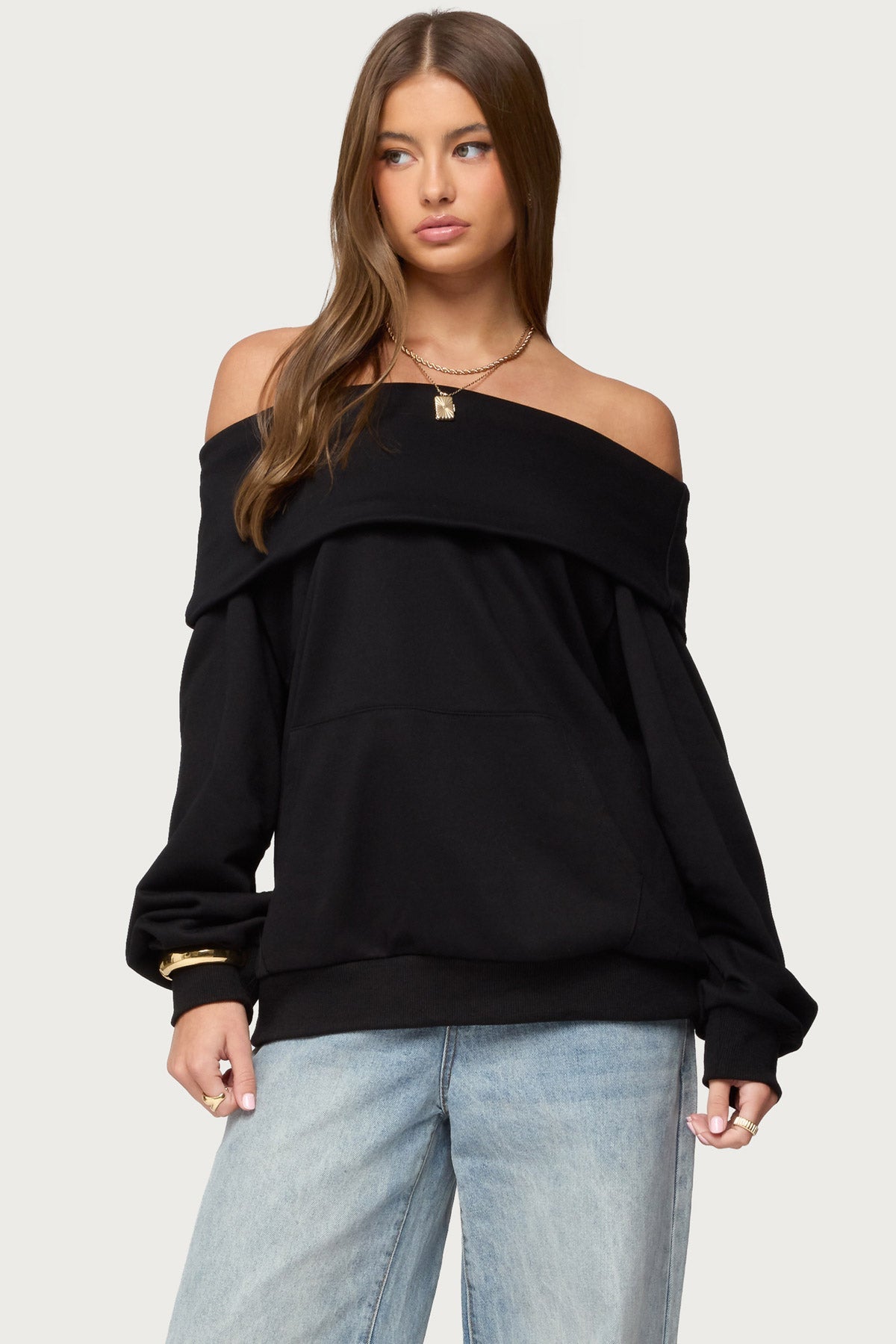 Ashlee Oversized Foldover Sweatshirt