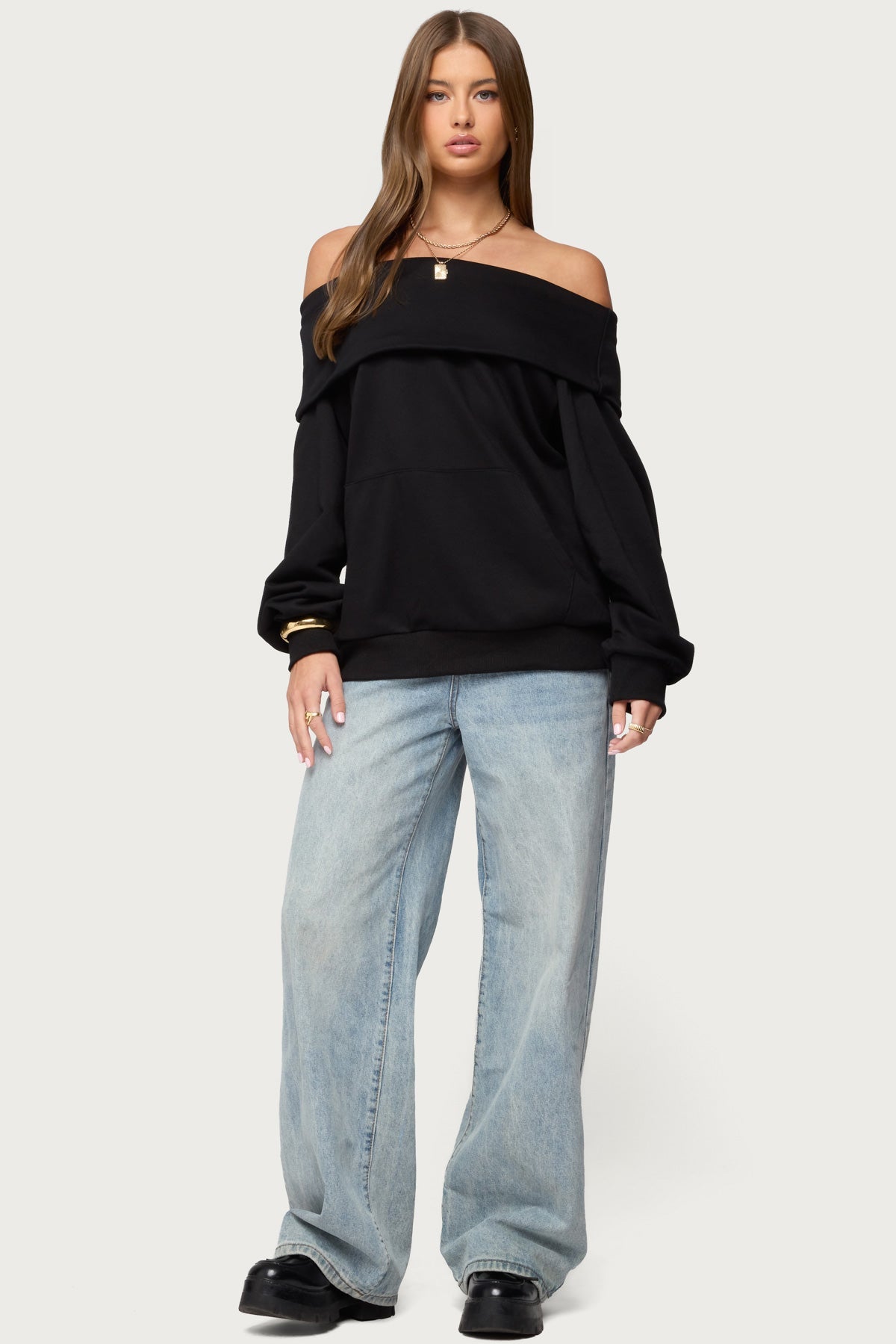 Ashlee Oversized Foldover Sweatshirt
