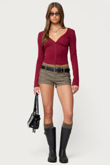 Charla V Neck Button Up Top