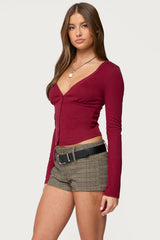 Charla V Neck Button Up Top