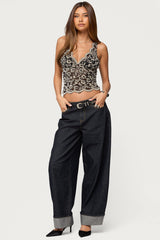 Araura Lace Velvet Floral Top