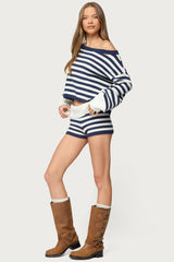 Saphi Striped Foldover Knit Shorts