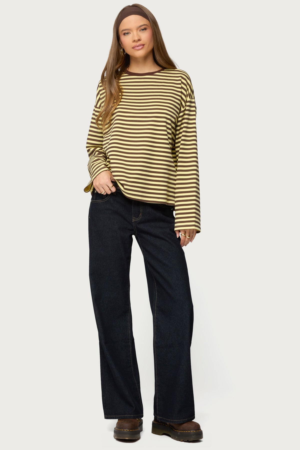 Jodie Oversized Striped Long Sleeve Top