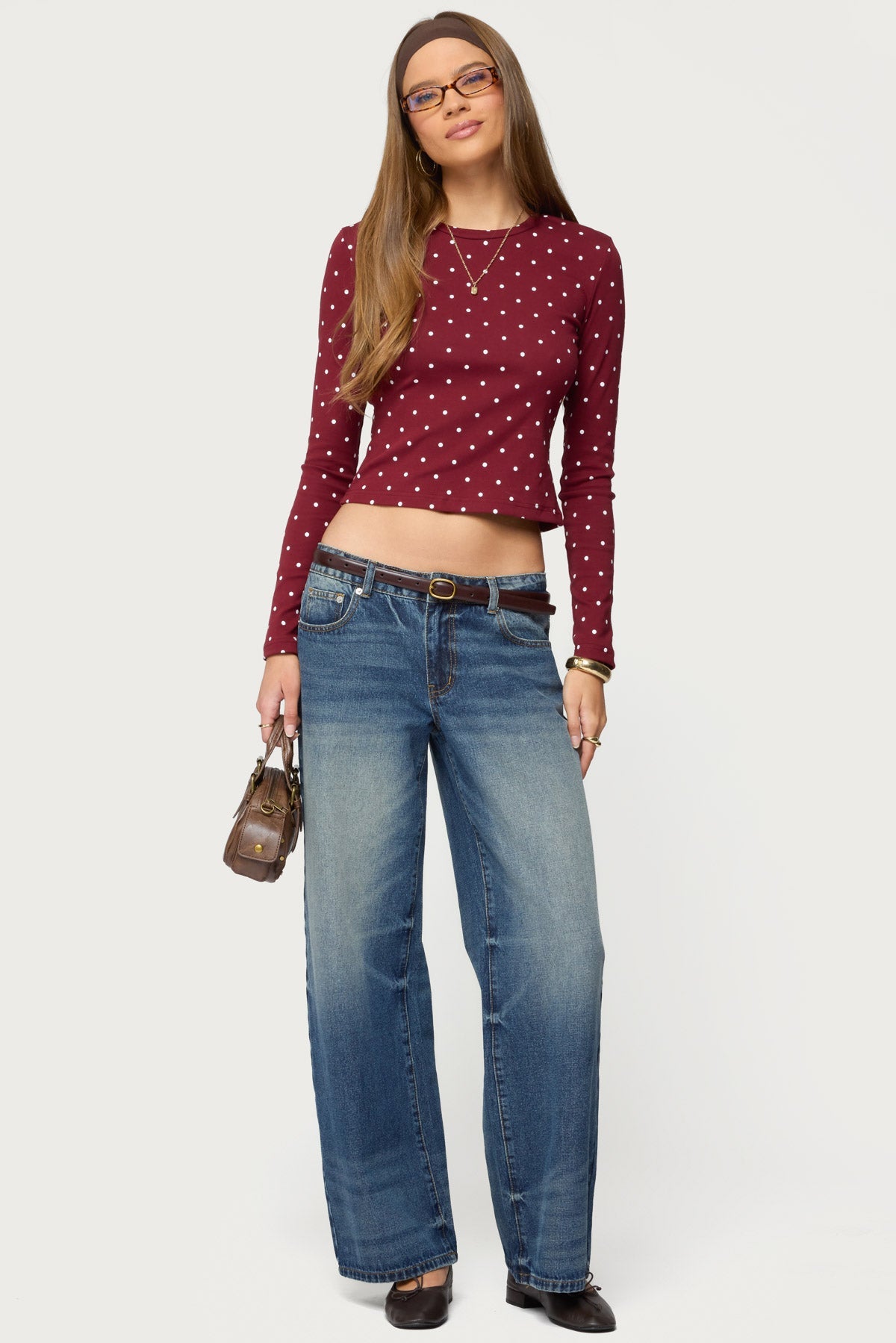 Daliya Polka Dot Long Sleeve Top