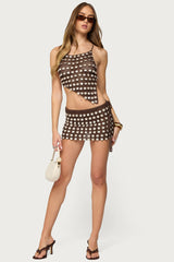 Alora Iridescent Crochet Mini Skirt