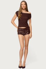 Holly Glitter Off Shoulder Top