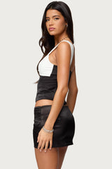 Leandre Contrast Satin Effect Boned Top