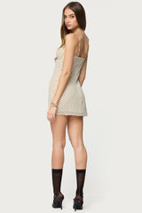 Polka Dot Cupped Chiffon Mini Dress