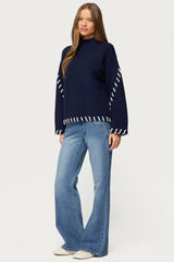 Indah Contrast Stitch Oversized Sweater