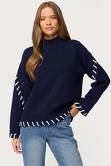 Indah Contrast Stitch Oversized Sweater