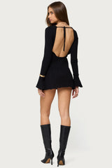 Isabel Backless Ribbed Knit Mini Dress