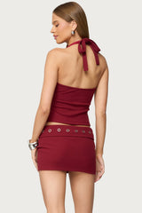 Havana Grommet Ribbed Halter Top