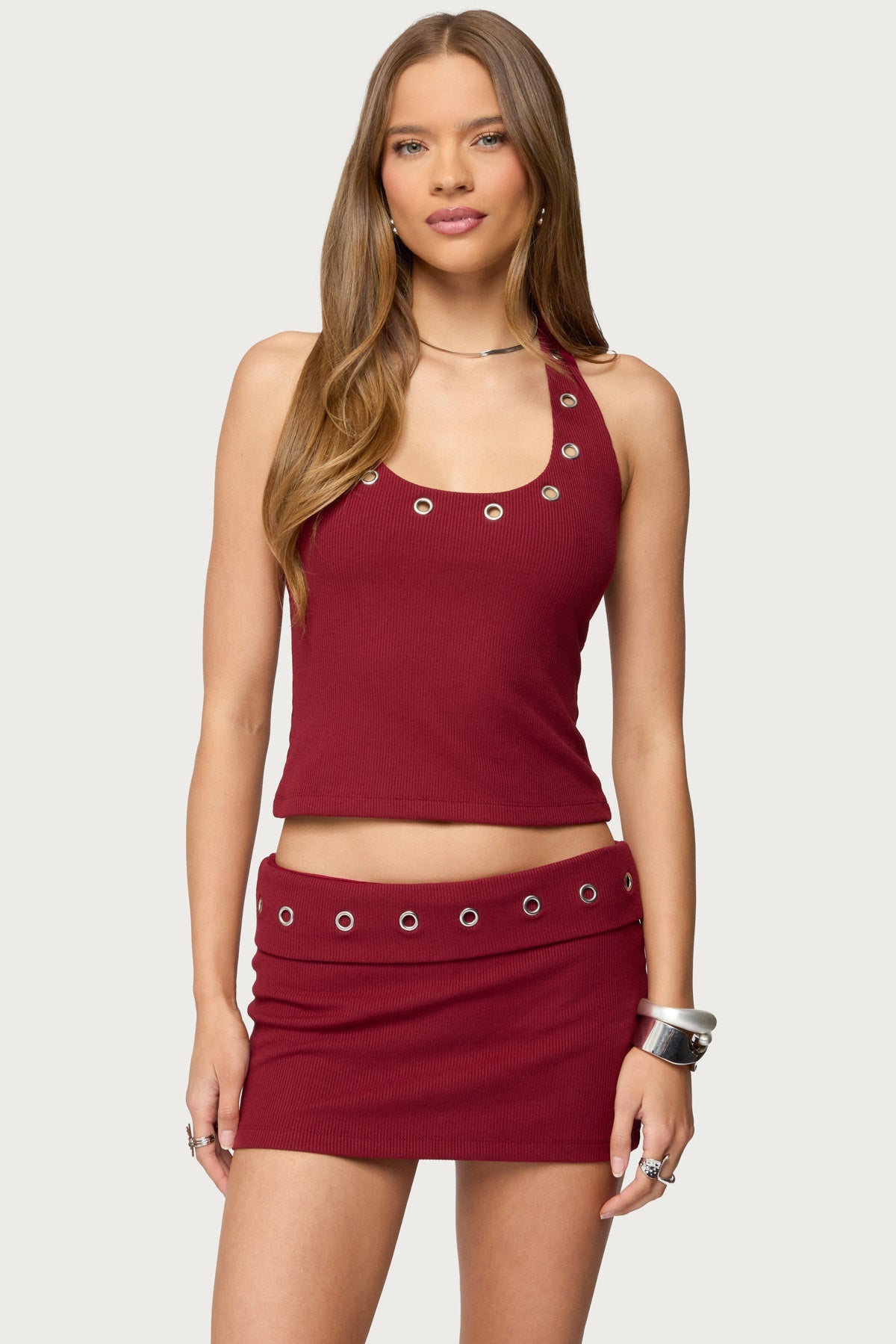 Havana Grommet Ribbed Halter Top
