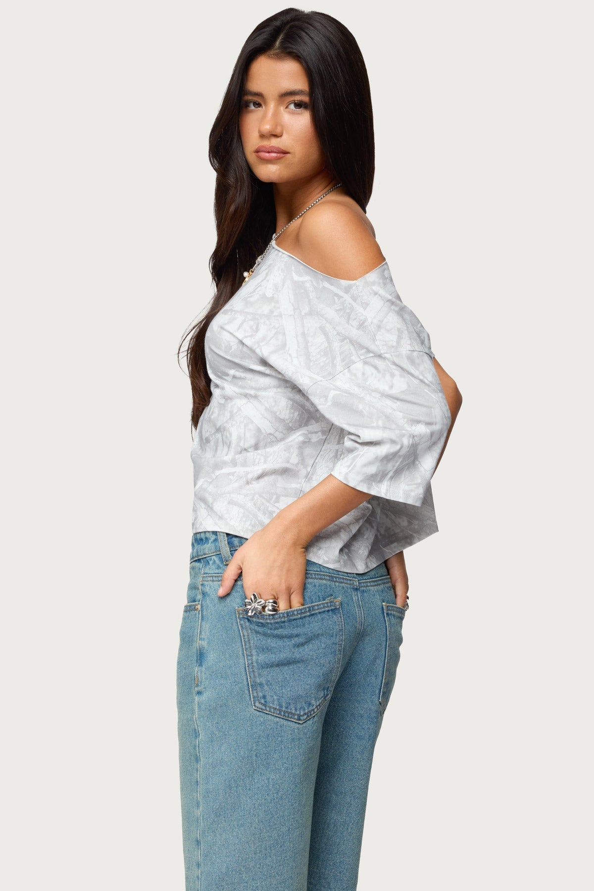 Davida Off Shoulder Camo Top