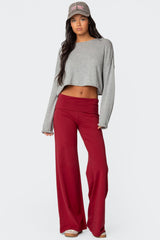 Wide Leg Foldover Trousers