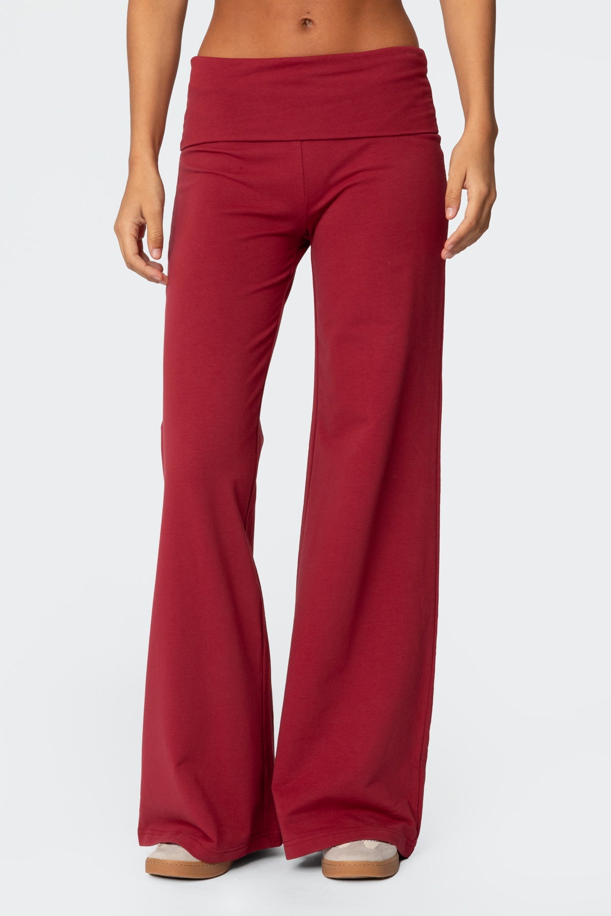 Wide Leg Foldover Trousers